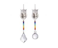 Yardwe Kristall Suncatcher Der Eule 2Pcs Hängender Chakrakristall-Regenbogenhersteller des Kristallkugelprismas für Innenministeriumgarten