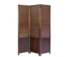 Homestyle4u 1358, Paravent Raumteiler 3 teilig, Holz Lamellen, Braun