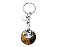 JOVIVI Edelstein Lebensbaum Schlüsselanhänger Silber Baum des Lebens Anhänger Schlüsselring Energietherapie Healing Keychain