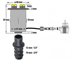 Heissner LED-Set 3 er LED für Steinbrunnen, komplett mit Pumpe, Trafo, etc. ohne Dämmerungssensor und Moosgummis (ET20-16914)