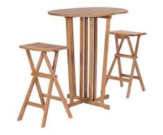 vidaXL Teak Barset 3-TLG. Klappbar Gartenbar Barhocker Sitzgruppe Gartenmöbel