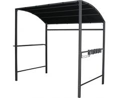 Grillpavillon 233x145cm Metall grau Grillhütte Grillüberdachung Grillzelt