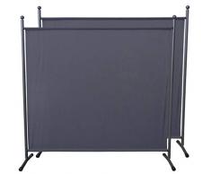 QUICK STAR 2 Stück Paravent 180 x 178 cm Stoff Raumteiler Groß Garten Stellwand Trennwand Balkon Sichtschutz Grau