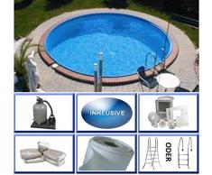 Summer Fun Stahlwandbecken Set Java Exklusiv rund ø 5,00m x 1,50m Folie 0,6mm Super Komplettset Pool Rundpool / 500 x 150 cm Stahlwandpool