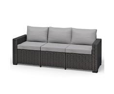 Allibert California 3-Sitzer Couch Polyrattan Gartenmöbel Lounge Rattanoptik