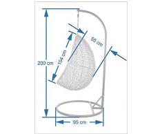Kideo Swing Chair Indoor & Outdoor, Loungesessel Polyrattan, Hängestuhl, Hängesessel mit Gestell & Kissen (weiß/grau)