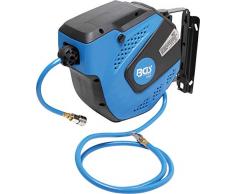 BGS 3297 | Druckluftschlauch mit Aufroller | automatisch | 10 m + 1,5 m Zuleitung | 180° schenkbar | inkl. Montagehalter | Schlauchaufroller