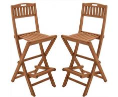 Teako Design 2 Stück Barhocker Lucca klappbar Teak Massivholz Barstuhl Tresenhocker Hochstühle Teakholz Wetterfest