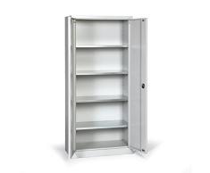 Protaurus Werkzeugschrank Flügeltürschrank, 4 verzinkte Fachböden, HxBxT 1800x800x380mm, Korpus Türen RAL 7035 Lichtgrau