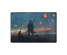 LIANCHENYI rutschfeste Fußmatte mit Himmelslaterne, für drinnen und draußen, für Badezimmer, 91 x 61 cm