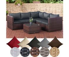 CLP Polyrattan Lounge-Set Liberi l Garten-Set Mit 5 Sitzplätzen l Garnitur Mit Aluminium-Gestell l Komplett-Set: 3er Sofa + 2er Sofa + Tisch Braun Meliert, cremeweiß