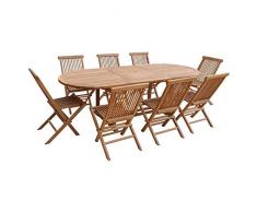 Gartenmöbel-Set Lombok – Tisch ausziehbar oval aus Teak – 8-Sitzer