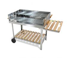 JOM Edelstahl Barbecue Holzkohle Grill Grillwagen BBQ 136 x 60 x 93 cm Mega XXL