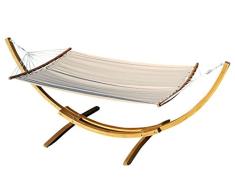 ASS 320cm Hängemattengestell HM3-BRAUN-BENT aus Holz Lärche mit Stab Hängematte NEU: mit gebogenem Stab von