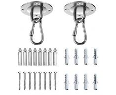 Kaufam Edelstahl Deckenhaken Schwerlast Premium Deckenhaken Schaukel, 2 Stück Deckenhaken Hängesessel für Schaukelhaken Boxsack Halterung Yoga Hängematte, Wand-Haken, Deckenhaken, Traglast bis 300Kg