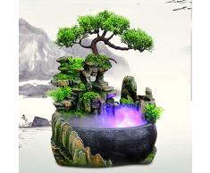 Qinlorgo Desktop-Brunnen, Wasserfall Desktop-Brunnen mit Farbwechsel LED-Beleuchtung Zen Meditation Wasserfall für Zuhause, Büro, Schlafzimmer Dekoration