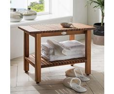 Destiny SPA Badezimmer Hocker/Tisch Regal geriffelt Teakholz mit Boden 61,0 x 35,0 x 44,0