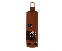 RM Design Gartenkamin Gasflasche rostig Ø28 cm Durchmesser Deko für Ihren Garten