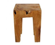 wohnfreuden WOHNFRUDEN Teak Holz lasiert 40 cm Hocker Beistelltisch Teakwurzel Schemel