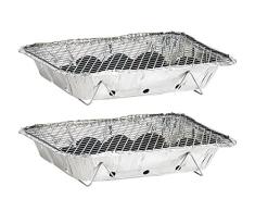 infactory Einmalgrill: Handliche Einweggrills im 2er-Pack, mit 500 g Kohle und Anzünder (Griller)