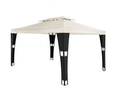 TecTake 800447 Rattan Gartenpavillon Pavillon Gartenzelt Polyrattan | 3,9 x 3 m | -Diverse Farben- (schwarz/crème | Nr. 402452)