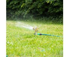 Relaxdays, Bewässerung großer Flächen bis 700 m², 15 m Reichweite, 360°, Rasensprenger, grün Impulsregner Kreisregner