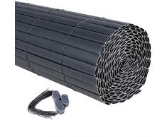 WOLTU GZZ1186gr2 Sichtschutzmatte PVC Sichtschutzzaun, Sichtschutz Windschutz für Balkon Garten Markise Zaun, Grau, 90 x 500 cm (Höhe x Länge)