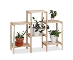 Relaxdays Pflanzenregal Holz, für Innen, stabil, rustikal, rostfrei, massiv, Blumenregal, HxBxT: 70 x 89 x 27 cm, natur