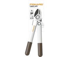 Fiskars Amboss-Getriebeastschere L32 für trockenes Holz und harte Zweige sowie Äste bis Ø 3,5 cm, Länge: 38,7 cm, Gewicht: 380 g, Weiß/Orange, FiberComp/Hochwertiger Stahl, Light, 1026930