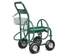 COSTWAY 80M Schlauchwagen Gartenschlauchwagen, Schlauchaufroller mit Korb, Schlauchhalter Metall, Schlauchtrommel mit 189cm Anschlusschlauch