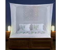 Universal Backpackers Moskitonetz für Doppelbett - 6 Hängeschlaufen und 2 seitliche Öffnungen - dekorative rechteckige Form für Zuhause & Reise - Betthimmel-Aufhängeset und Tragetasche inklusive