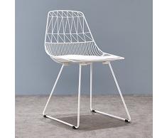 Guter Stuhl GUO Shop- Einfacher Schmiedeeisen-Stuhl-kreativer Ausgangsrestaurant-Kaffee-Stuhl-Freizeit-Stuhl, zum des Stuhl-Sitzes 48CM hoch zu besprechen (Farbe : Weiß)