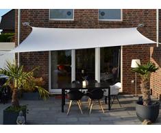 Floracord 06-77-07-47 Vierecksonnensegel mit Regenschutz 3 x 4 m inklusive Zubehör mit dauerelastischen Spanngurten, silbergrau