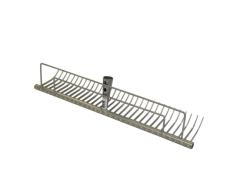 Vertikutierer aus hochwertigem Metall, Rasenlüfter für Rasenflächen und Beete, Harke mit Kunststoffbeschichtung, Rasenrechen 60 cm 32 Zinken, Silber