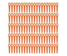 100x Kunststoffmesser Freischneider Elektrosense Ersatzmesser Kunststoff Ersatz Messer Klingen Wechsel Schneid fuer Einhell Akku Rasentrimmer Trimmer Orange