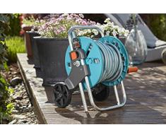 GARDENA AquaRoll S Set: Schlauchwagen mit 20 m Classic-Schlauch und Spritze, Nachtropfstopp, Kurbelseite frei wählbar (18502-20)