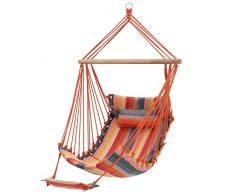 SONGMICS Hängesessel mit Kissen und Fußstütze, XL gepolsterter Schaukelstuhl, 70 x 120 cm, bis 200 kg belastbar, Indoor und Outdoor, regenbogenfarben GDC46C