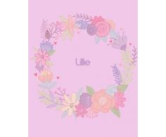 Lillie: 110 Lined Pages 8x10 Cute Pink Blossom Design with Lettering Name for Girl, Journal, School and Self Note,Lillie