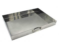 Grillclub 1 x massiver Edelstahl Aschekasten 49 x 34 cm (1.4016 magnetisch) für einen Grillkamin (54x34cm) Grill Rost Kamingrill