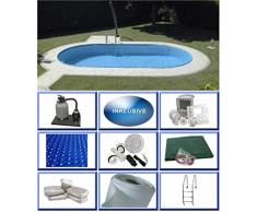 Summer Fun Stahlwandbecken Set Rhodos Exklusiv oval 3,20m x 5,25m x 1,50m Folie 0,6mm Ultra All Inklusive Set Pool Ovalpool / 320 x 525 x 150 cm Stahlwandpool