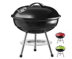 GOODS+GADGETS Micro BBQ Kugelgrill kompakter Reise Holzkohle-Grill Tischgrill Edelstahl emailliert 38cm - Schwarz