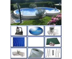 Summer Fun Stahlwandbecken Set Kreta Exklusiv achtform 3,60m x 6,25m x 1,20m Folie 0,6mm All Inklusive Set Pool Achtformpool / 360 x 625 x 120 cm Stahlwandpool