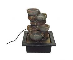 DRULINE Zimmerbrunnen France Brunnen mit Wasserfall und LED Beleuchtung für Drinnen und Draußen Polyresin in Stein Optik Wasserspiel mit Pumpe | 18430 | L x B x H 22 x 19 x 27 cm | Grau Braun