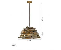 YSH Kronleuchter/Deckenleuchten/Lampe, Retro Log Luster, Hölzerner Kronleuchter Schutz Der Kreativen Umgebung Grillbar Kaffeebar Dekoration Lampen Und Laternen Single Leader E27 Hängelinie 1M Kan