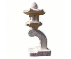 Wilai Steinlampe Gartenlampe Rankei asiatische Steinlaterne aus Sandsteinguss Weiss 76 cm hoch frostfest