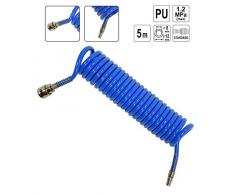 Druckluft Spiralschlauch Polyurethan PU mit 1/4 Messing-Schnellkupplung 5m bis 15m innenØ: 5,5mm bis Ø8mm, Abmessung:5m innen Ø8mm außen Ø12mm