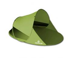 outdoorer Wurf-Strandmuschel Zack II grün - als Pop up Strandmuschel selbstaufbauend, UV 60 Sonnenschutz, Windschutz, großes Strandzelt