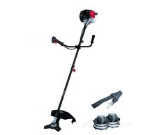 scheppach Benzin-Motorsense BCH3300-100PB (1,22 PS, 2in1: Freischneider, Rasentrimmer, Schnittbreite: 430mm/255mm , Anti-Vibration, Schaftlänge: 150cm)- inkl. 2 Spulen mit Tippautomatik und Schultergurt