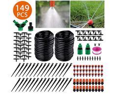 Emooqi Bewässerung Kit 149 Pcs Garten Bewässerungssystem DIY Micro Automatische Gewächshaus Sprinkler Tröpfchenbewässerung Gartenbewässerung für Garten, Flower Bed, Terrasse Pflanzen - 30M