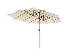 Nexos Doppelsonnenschirm XXL Sonnenschirm Creme mit Kurbel Oval Spannweite 4,65m Polyester 180g/m² Terrasse Marktschirm Riesenschirm Garten-Schirm